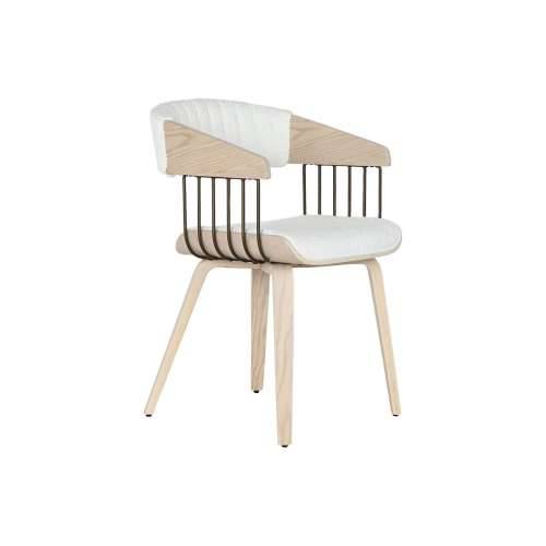 Blagavaonska stolica Home ESPRIT Bijela Poliester Drvo 51 x 55 x 76,5 cm Cijena