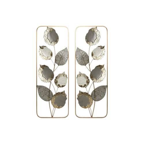 Zidni Ukras Home ESPRIT Siva zlatan moderan Cvijet 31 x 2,5 x 89,5 cm (2 kom.) Cijena