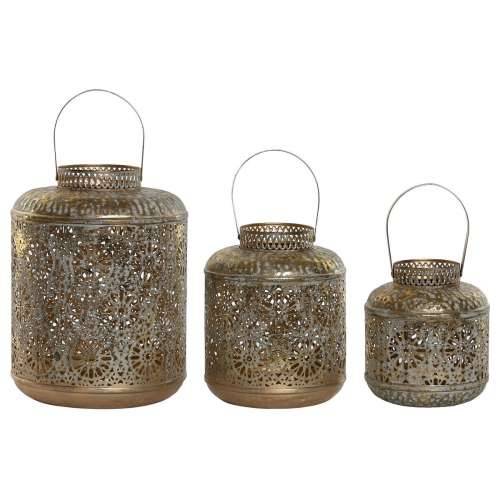 Set Svijećnjaka Home ESPRIT zlatan Metal 24 x 24 x 32 cm Cijena