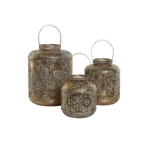 Set Svijećnjaka Home ESPRIT zlatan Metal 24 x 24 x 32 cm Cijena