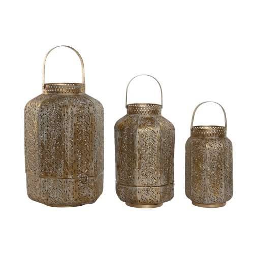 Set Svijećnjaka Home ESPRIT zlatan Metal 25 x 25 x 40 cm Cijena