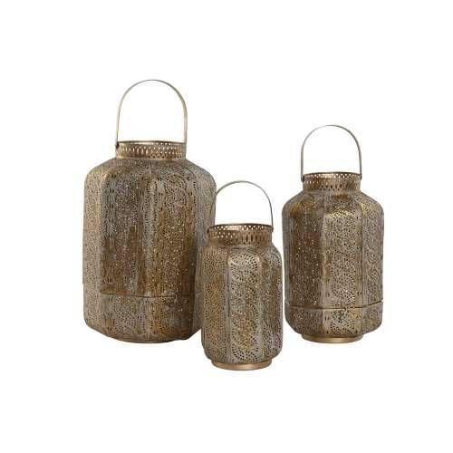 Set Svijećnjaka Home ESPRIT zlatan Metal 25 x 25 x 40 cm Cijena