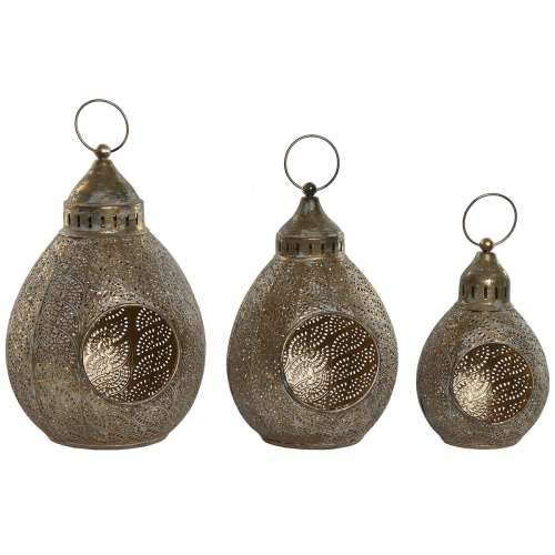 Set Svijećnjaka Home ESPRIT zlatan Metal 23 x 23 x 34 cm Cijena