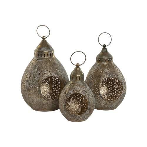 Set Svijećnjaka Home ESPRIT zlatan Metal 23 x 23 x 34 cm Cijena