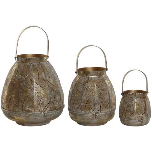 Set Svijećnjaka Home ESPRIT zlatan Metal 25 x 25 x 28 cm Cijena