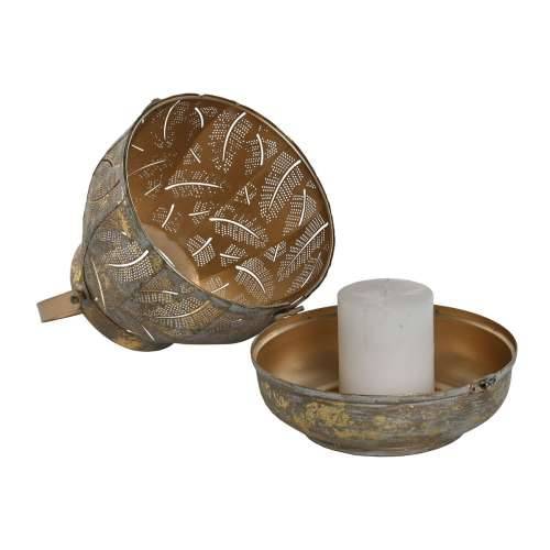 Set Svijećnjaka Home ESPRIT zlatan Metal 25 x 25 x 28 cm Cijena