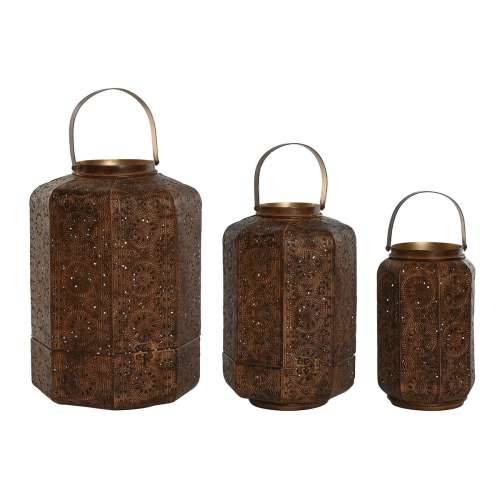 Set Svijećnjaka Home ESPRIT Smeđa zlatan Metal 26 x 26 x 38,5 cm Cijena