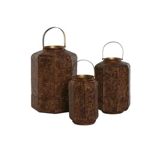 Set Svijećnjaka Home ESPRIT Smeđa zlatan Metal 26 x 26 x 38,5 cm Cijena