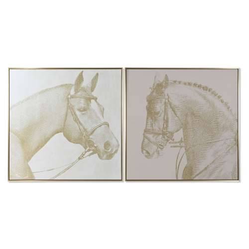 Slika Home ESPRIT Bež zlatan Šljokice Konj 103 x 4,5 x 103 cm (2 kom.) Cijena