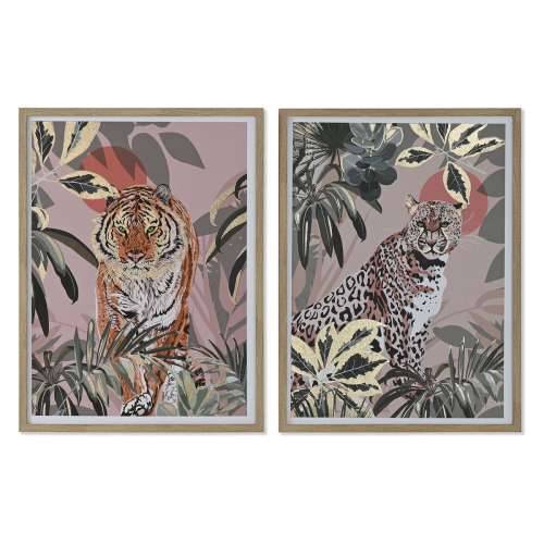 Slika Home ESPRIT Crvena Zelena Kolonijalni zlatan Džungla 45 x 2,5 x 60 cm (2 kom.) Cijena
