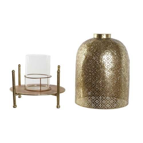 Svijećnjak Home ESPRIT zlatan Metal Kristal 24 x 24 x 33 cm Cijena