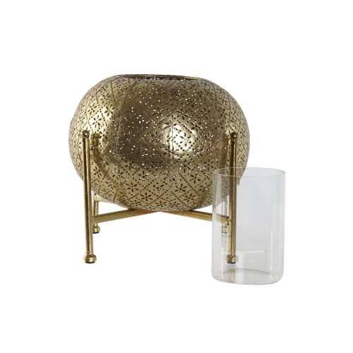 Svijećnjak Home ESPRIT zlatan Metal Kristal 24 x 24 x 20 cm Cijena