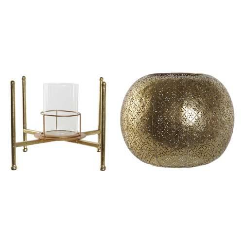 Svijećnjak Home ESPRIT zlatan Metal Kristal 29 x 29 x 26,5 cm Cijena
