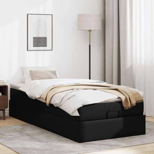 Otomanski okvir kreveta s madracem crni 90x190 cm umjetna koža - Crna 90 x 190 cm Cijena