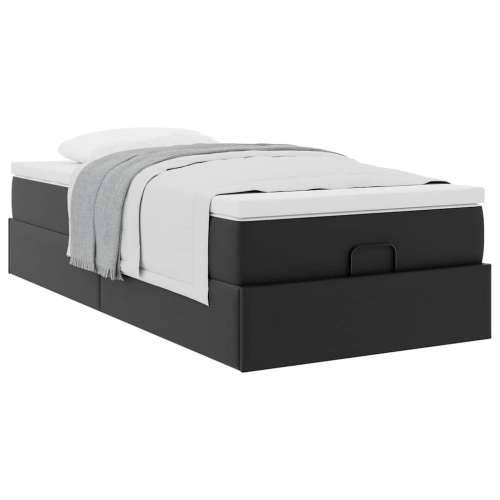 Otomanski okvir kreveta s madracem crni 90x190 cm umjetna koža - Crna 90 x 190 cm Cijena