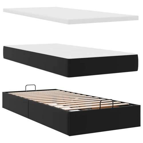 Otomanski okvir kreveta s madracem crni 90x190 cm umjetna koža - Crna 90 x 190 cm Cijena