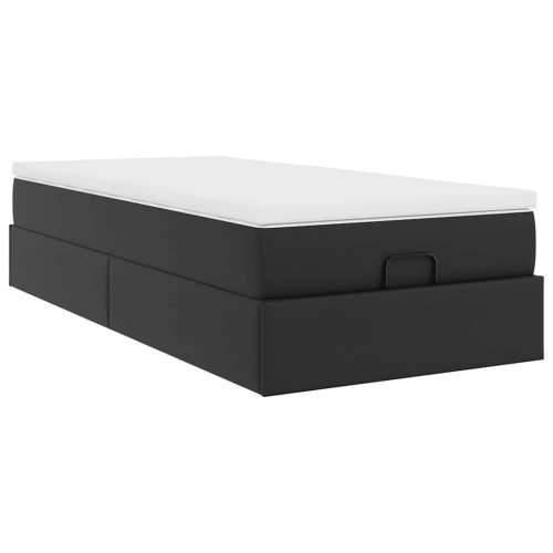 Otomanski okvir kreveta s madracem crni 90x190 cm umjetna koža - Crna 90 x 190 cm Cijena
