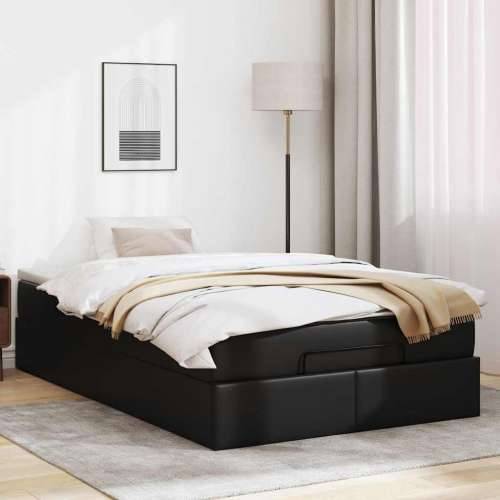 Otomanski okvir kreveta s madracem crni 120x190cm umjetna koža - Crna 120 x 190 Cijena