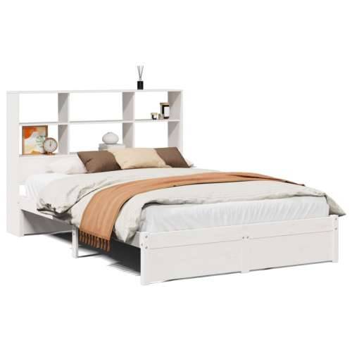 Krevet s regalom z knjige bez madraca bijeli 120x190cm borovina - Bijela 120 x 190 cm Cijena