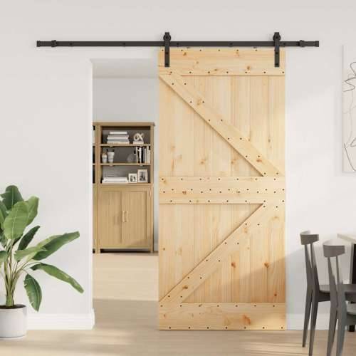 Klizna vrata s priborom za montažu 80 x 210 cm masivna borovina - 80 x 210 cm (213.5 cm) 1 Trokutasti Cijena