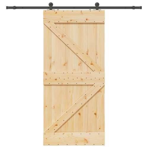 Klizna vrata s priborom za montažu 90 x 210 cm masivna borovina - 90 x 210 cm (213.5 cm) 1 Trokutasti Cijena