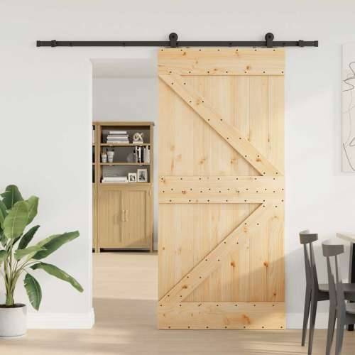 Klizna vrata s priborom za montažu 90 x 210 cm masivna borovina - 90 x 210 cm (213.5 cm) 1 Trokutasti Cijena