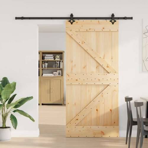 Klizna vrata s priborom za montažu 100x210 cm masivna borovina - 100 x 210 cm (213.5 cm) 1 Trokutasti Cijena