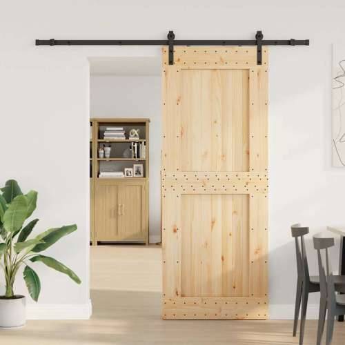 Klizna vrata s priborom za montažu 90 x 210 cm masivna borovina - 90 x 210 cm (213.5 cm) 1 Četvrtasto Cijena