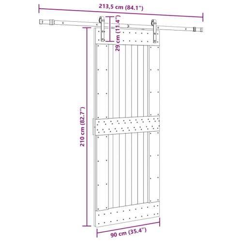 Klizna vrata s priborom za montažu 90 x 210 cm masivna borovina - 90 x 210 cm (213.5 cm) 1 Četvrtasto Cijena