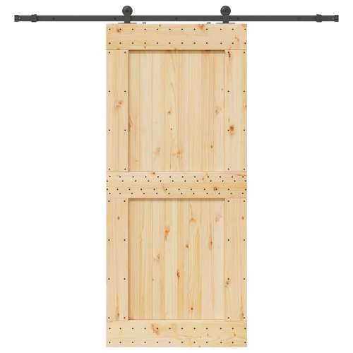 Klizna vrata s priborom za montažu 100x210 cm masivna borovina - 100 x 210 cm (213.5 cm) 1 Četvrtasto Cijena