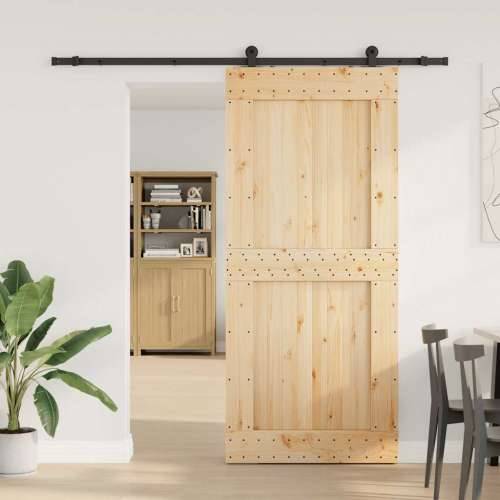 Klizna vrata s priborom za montažu 100x210 cm masivna borovina - 100 x 210 cm (213.5 cm) 1 Četvrtasto Cijena