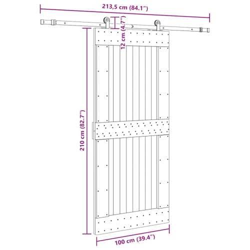Klizna vrata s priborom za montažu 100x210 cm masivna borovina - 100 x 210 cm (213.5 cm) 1 Četvrtasto Cijena