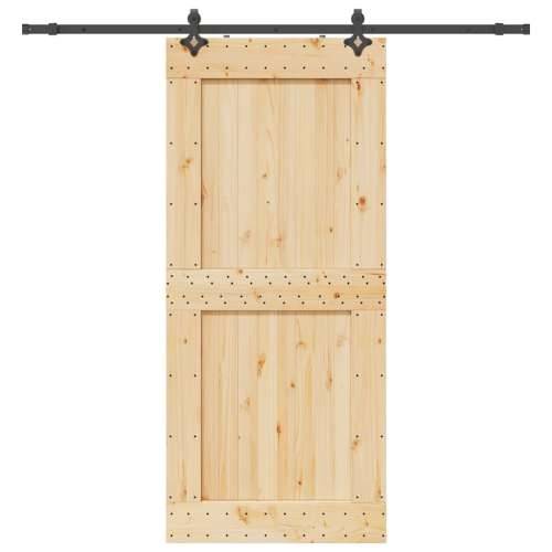 Klizna vrata s priborom za montažu 100x210 cm masivna borovina - 100 x 210 cm (213.5 cm) 1 Četvrtasto Cijena