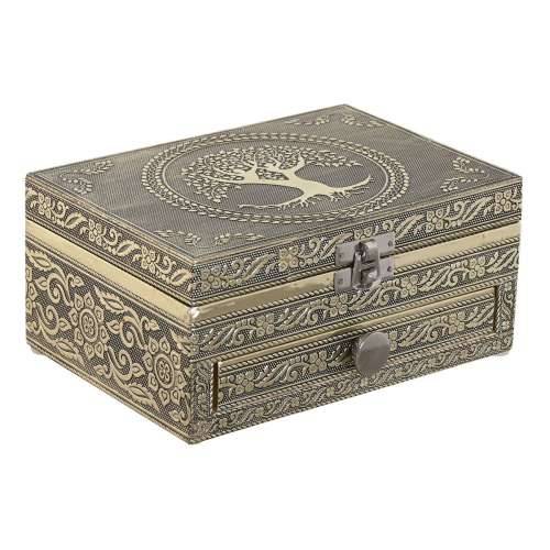 Kutija za nakit Home ESPRIT Bijela Šampanjac Drvo Aluminij 17,5 x 12,5 x 8,5 cm Cijena