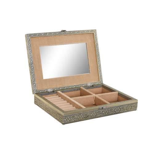 Kutija za nakit Home ESPRIT Bijela Šampanjac Drvo Aluminij 27,5 x 20 x 5,4 cm Cijena