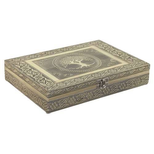 Kutija za nakit Home ESPRIT Bijela Šampanjac Drvo Aluminij 27,5 x 20 x 5,4 cm Cijena