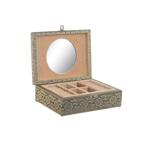 Kutija za nakit Home ESPRIT Bijela Šampanjac Drvo Aluminij 22,5 x 17,5 x 7,6 cm Cijena
