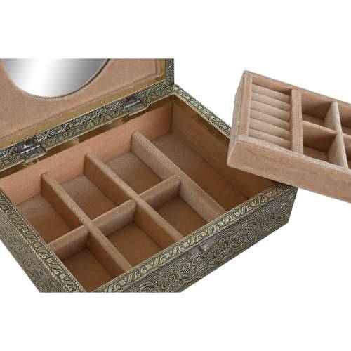 Kutija za nakit Home ESPRIT Bijela Šampanjac Drvo Aluminij 22,5 x 17,5 x 7,6 cm Cijena