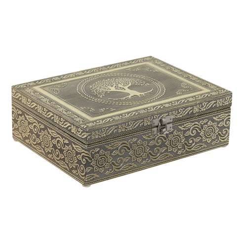 Kutija za nakit Home ESPRIT Bijela Šampanjac Drvo Aluminij 22,5 x 17,5 x 7,6 cm Cijena