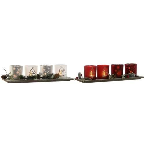 Božićni Svijećnjak Home ESPRIT Bijela Crvena 40 X 9 X 13,5 cm (5 Dijelovi) (2 kom.) Cijena