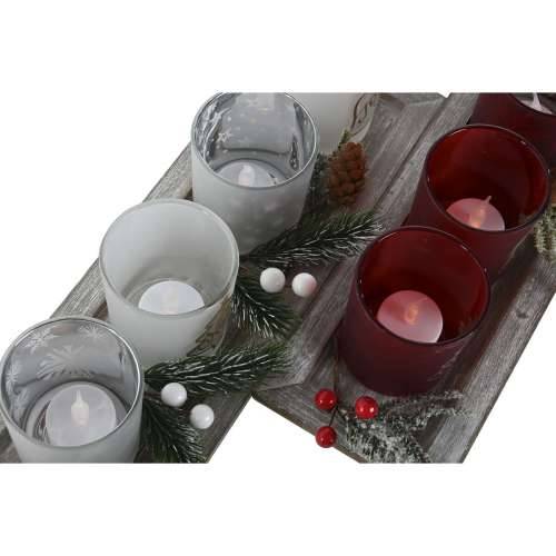 Božićni Svijećnjak Home ESPRIT Bijela Crvena 40 X 9 X 13,5 cm (5 Dijelovi) (2 kom.) Cijena