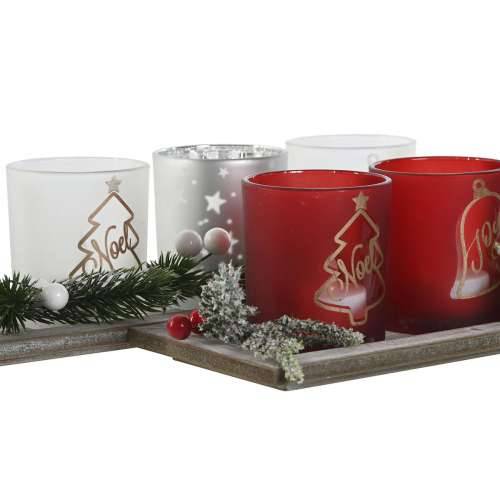 Božićni Svijećnjak Home ESPRIT Bijela Crvena 40 X 9 X 13,5 cm (5 Dijelovi) (2 kom.) Cijena