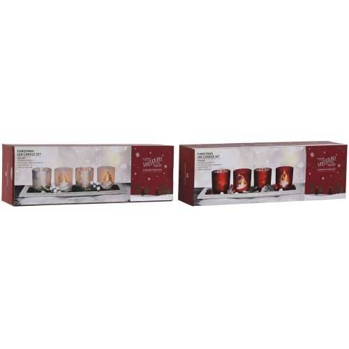 Božićni Svijećnjak Home ESPRIT Bijela Crvena 40 X 9 X 13,5 cm (5 Dijelovi) (2 kom.) Cijena