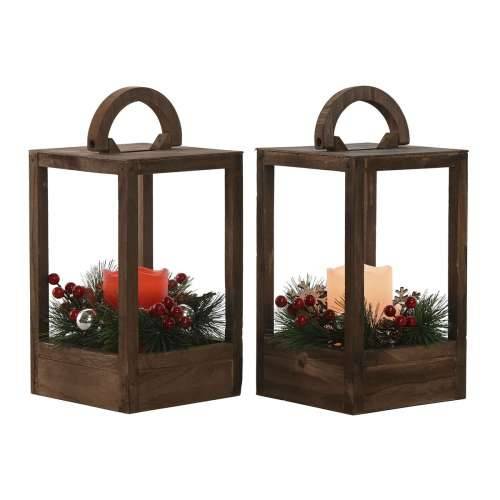 Laternas stends Home ESPRIT Bijela Smeđa Crvena Drvo 16 x 16 x 26 cm (2 kom.) Cijena