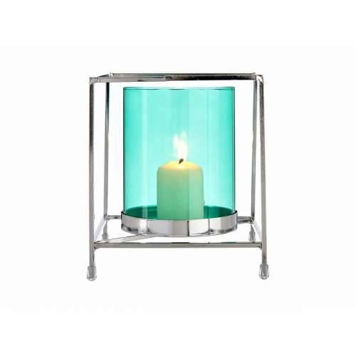 Svijećnjak Kvadratno Srebrna Plava 14 x 15,5 x 14 cm Metal Staklo Cijena