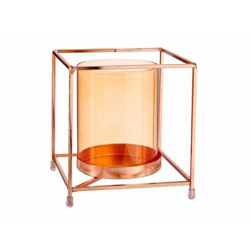 Svijećnjak Kvadratno Bakar Jantar 14 x 15,5 x 14 cm zlatan Metal Staklo Cijena