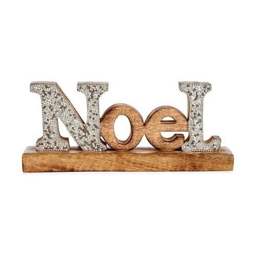 Ukrasna figura Noel Šljokice 6,5 x 10 x 25 cm Srebrna Drvo Cijena