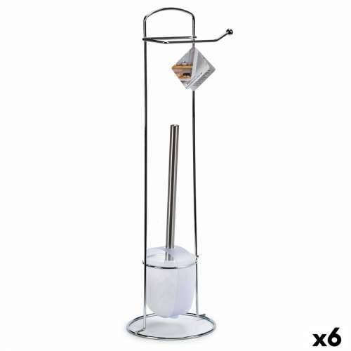 Nosač WC Papira sa Stalkom za Četku Berilo W2930A Bijela Srebrna Metal 16,5 x 59 x 16,5 cm (6 kom.) Cijena