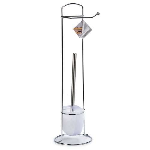 Nosač WC Papira sa Stalkom za Četku Berilo W2930A Bijela Srebrna Metal 16,5 x 59 x 16,5 cm (6 kom.) Cijena