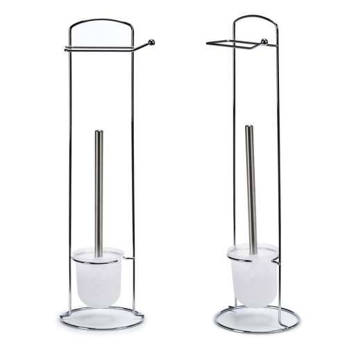 Nosač WC Papira sa Stalkom za Četku Berilo W2930A Bijela Srebrna Metal 16,5 x 59 x 16,5 cm (6 kom.) Cijena